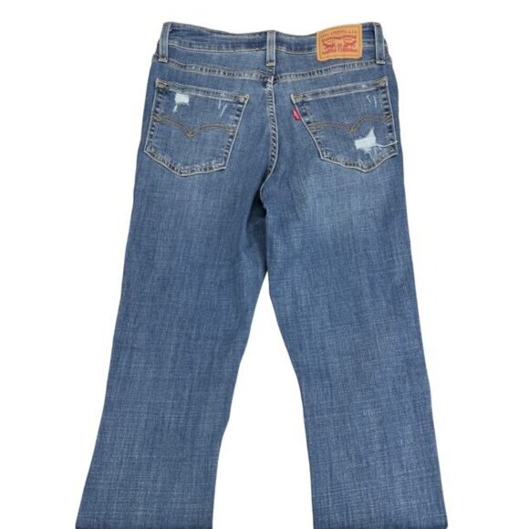 LEVI'S 721 High Rise Skinny Jean Sz 27 Blue Distressed Ripped Detail - Picture 6 of 7